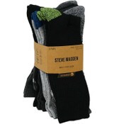 Wholesale - 6pk MENS ATHLETIC 1/2 CUSHION CREW SOCKS ASST COLOR SIZE 10-13 STEVE MADDEN, UPC: 194587699983